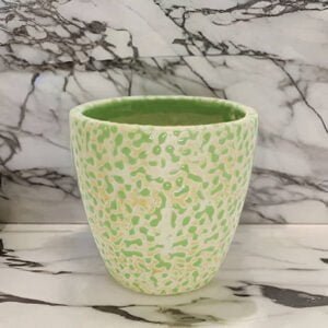Embossed Ceramic Pot, Green