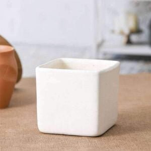 Square Table Top Ceramic Pot White (3 inch)